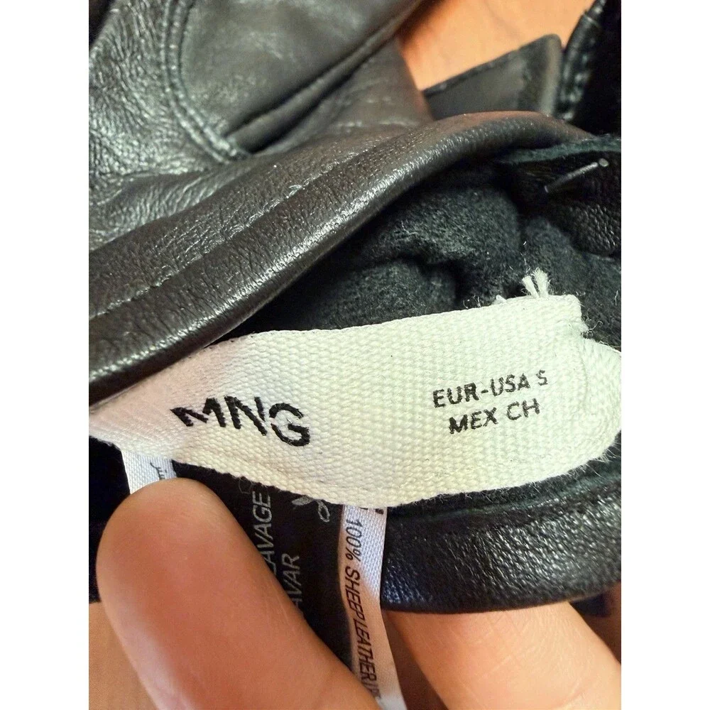 MoDA & Mango Women Black Leather Gloves 2 Pair Lot S S/M NWT Quilted Bow Luxury
